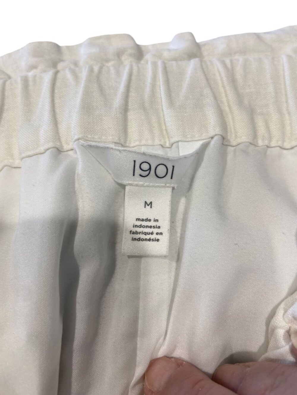 1901 Linen Blend Lined Pants White Size M Beach Coastal Minimalist Vacation Cute - Picture 3 of 14